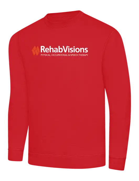 RehabVisions Bright Red 8.5 oz Ring Spun Crew Sweatshirt w/RehabVisions Logo