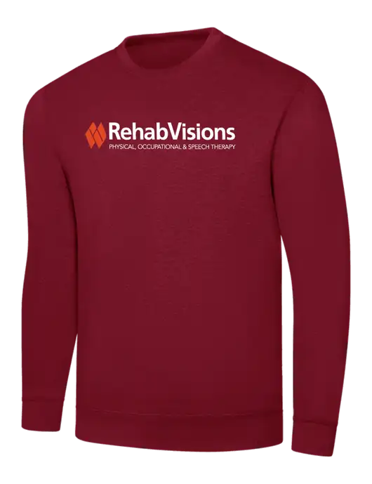 RehabVisions Dark Cardinal 8.5 oz Ring Spun Crew Sweatshirt w/RehabVisions Logo
