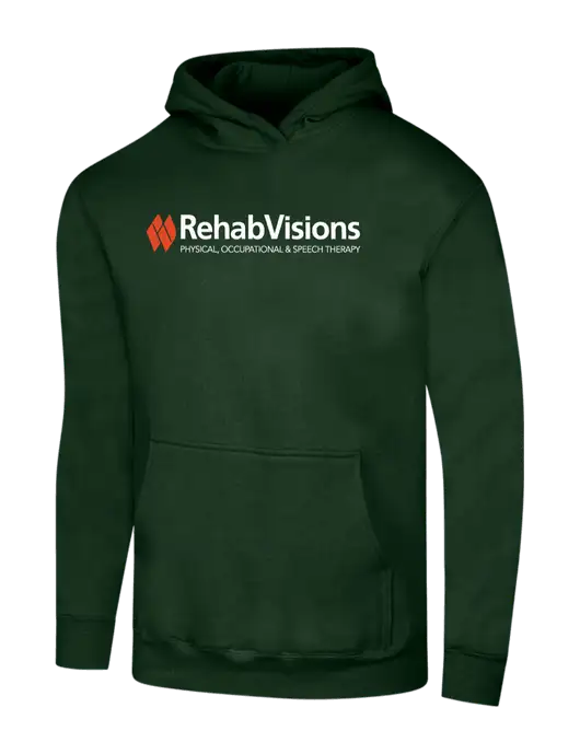 RehabVisions Dark Green 7.8 oz Ring Spun Hooded Sweatshirt w/RehabVisions Logo