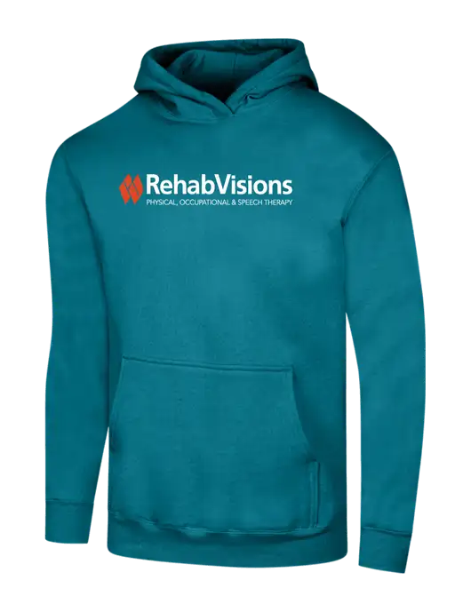RehabVisions Dark Teal 7.8 oz Ring Spun Hooded Sweatshirt w/RehabVisions Logo