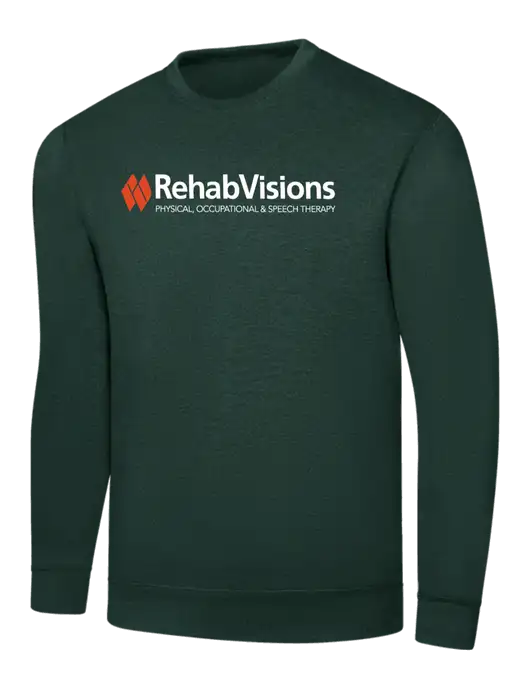 RehabVisions Forest Green 7.8 oz Ring Spun Crew Sweatshirt w/RehabVisions Logo