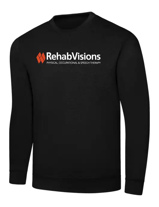 RehabVisions Black 7.8 oz Ring Spun Crew Sweatshirt w/RehabVisions Logo