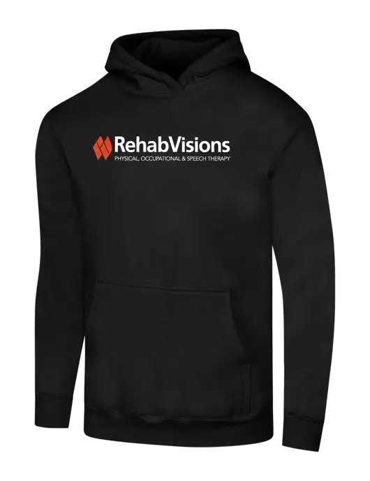 RehabVisions Jet Black 7.8 oz Ring Spun Hooded Sweatshirt w/RehabVisions Logo