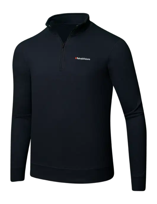 RehabVisions Jet Black 8.5 oz Ring Spun 1/4 Zip Pullover Sweatshirt w/RehabVisions Logo