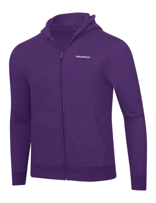 RehabVisions Purple 8.5 oz Ring Spun Zip Hooded Sweatshirt w/RehabVisions Logo