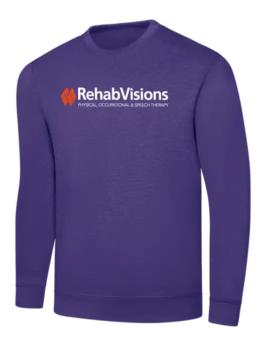 RehabVisions Purple 9 oz 50/50 Cotton/Poly Ring Spun Crew Sweatshirt w/RehabVisions Logo