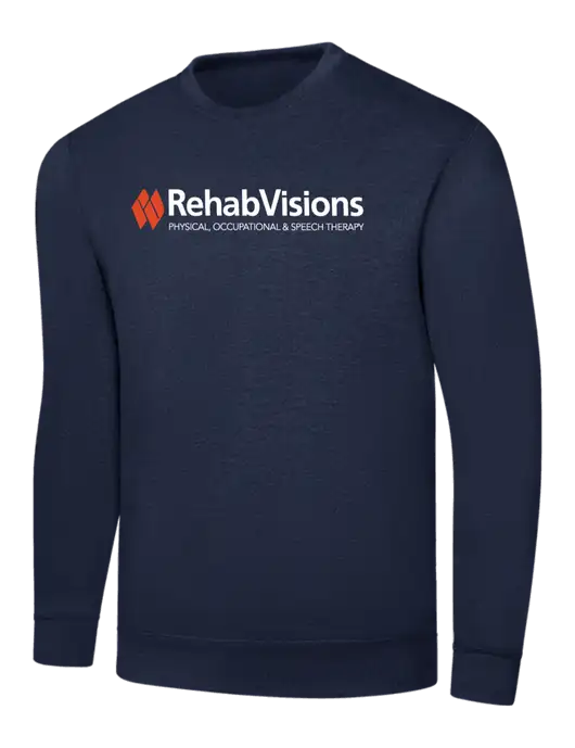 RehabVisions Navy 7.8 oz Ring Spun Crew Sweatshirt w/RehabVisions Logo