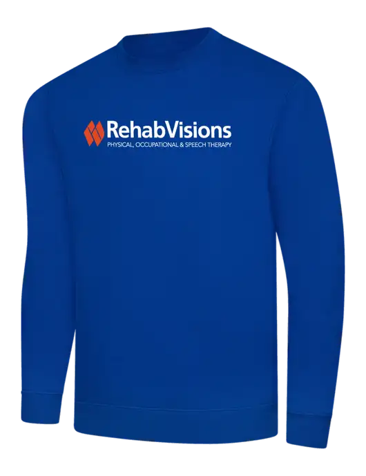 RehabVisions True Royal 9 oz 50/50 Cotton/Poly Ring Spun Crew Sweatshirt w/RehabVisions Logo