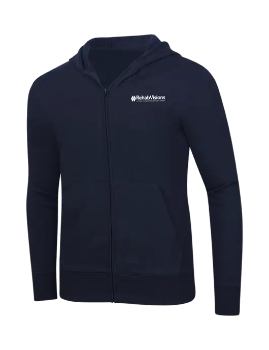 RehabVisions Full-Zip Navy Hooded Sweatshirt w/RehabVisions Logo