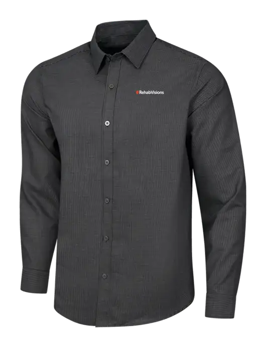 RehabVisions Black/Grey Steel Pincheck Easy Care Shirt w/RehabVisions Logo