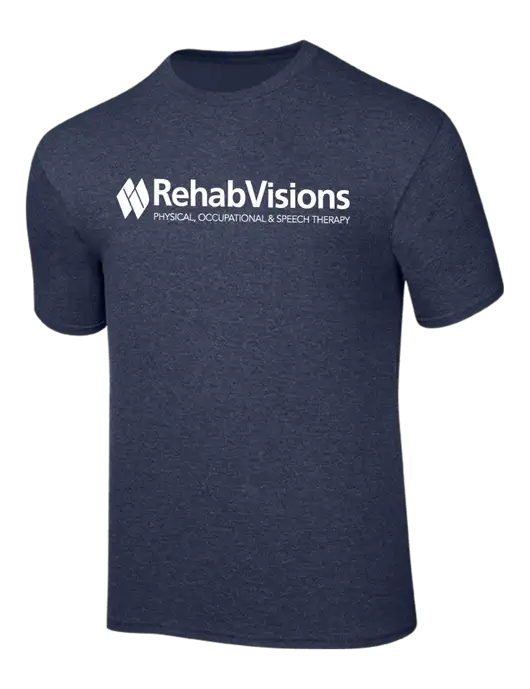 RehabVisions Ring Spun Heather Navy 4.5 oz T-Shirt w/RehabVisions Logo