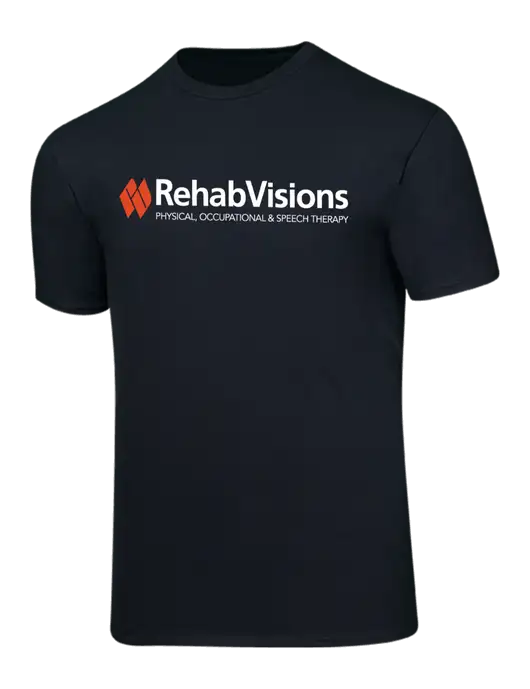 RehabVisions Ring Spun Jet Black 4.5 oz T-Shirt w/RehabVisions Logo