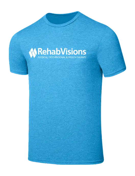 RehabVisions Seriously Soft Heathered Sapphire Blue T-Shirt w/RehabVisions Logo