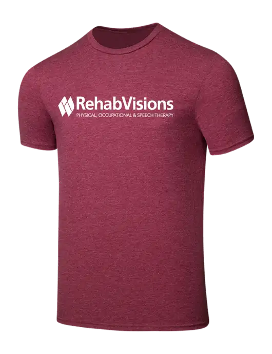RehabVisions Seriously Soft Heathered Cardinal T-Shirt w/RehabVisions Logo