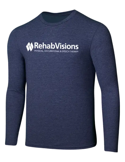 RehabVisions Seriously Soft Heathered Navy Long Sleeve T-Shirt w/RehabVisions Logo