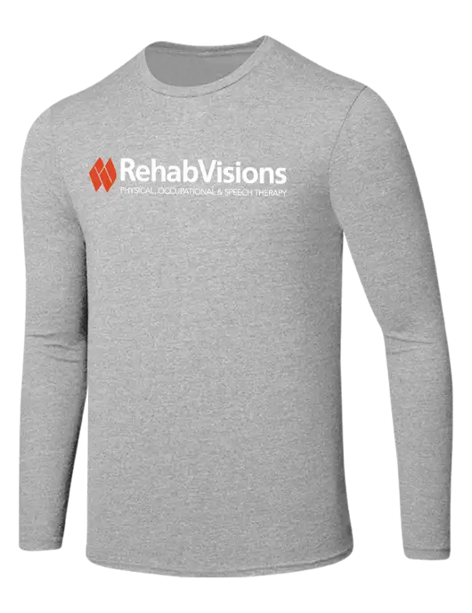 RehabVisions Seriously Soft Light Heathered Grey Long Sleeve T-Shirt w/RehabVisions Logo