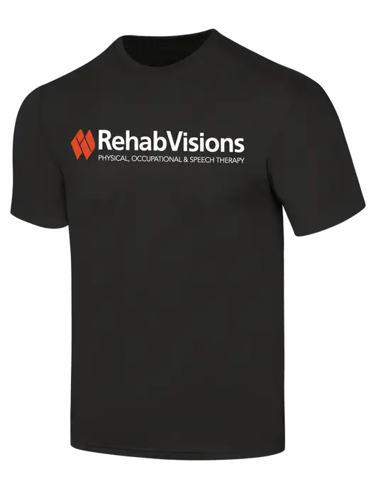 RehabVisions Simply Soft Black 4.5oz  Poly/Combed Ring Spun Cotton T-Shirt w/RehabVisions Logo