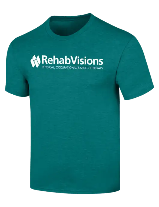 RehabVisions Simply Soft Heathered Dark Teal 4.5oz  Poly/Combed Ring Spun Cotton T-Shirt w/RehabVisions Logo
