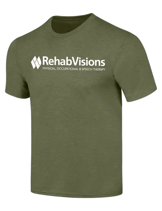 RehabVisions Simply Soft Military Green Frost 4.5oz Poly/Combed Ring Spun Cotton T-Shirt w/RehabVisions Logo