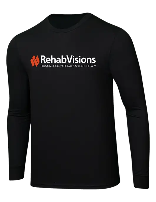 RehabVisions Simply Soft Long Sleeve Black 4.5 oz, Poly/Combed Ring Spun Cotton T-Shirt w/RehabVisions Logo