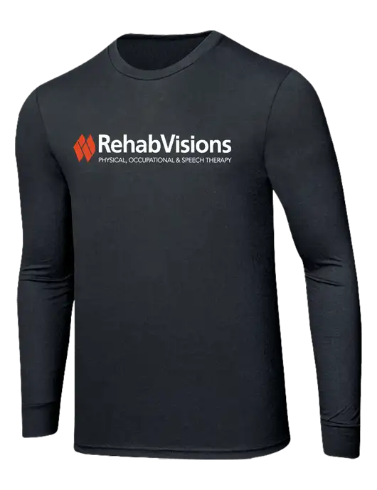 RehabVisions Simply Soft Long Sleeve Black Frost 4.5 oz, Poly/Combed Ring Spun Cotton T-Shirt w/RehabVisions Logo