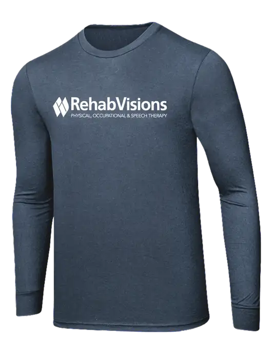 RehabVisions Simply Soft Long Sleeve Navy Frost 4.5 oz, Poly/Combed Ring Spun Cotton T-Shirt w/RehabVisions Logo