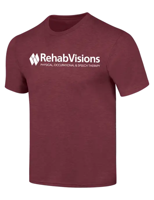 RehabVisions Simply Soft Maroon Frost 4.5oz  Poly/Combed Ring Spun Cotton T-Shirt w/RehabVisions Logo