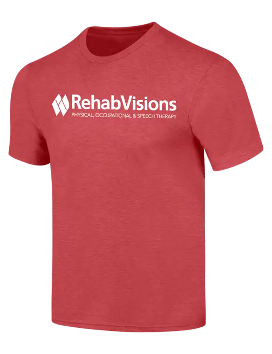 RehabVisions Simply Soft Red Frost 4.5oz  Poly/Combed Ring Spun Cotton T-Shirt w/RehabVisions Logo