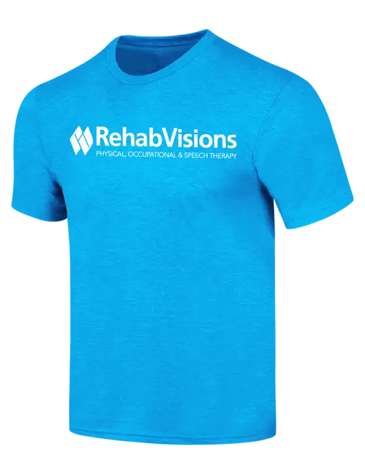 RehabVisions Simply Soft Sapphire Blue Frost 4.5oz  Poly/Combed Ring Spun Cotton T-Shirt w/RehabVisions Logo
