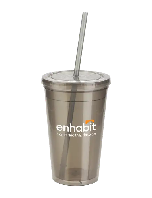 Enhabit Sorrento Smoke 16 oz Tumbler with Lid & Straw w/Enhabit Logo