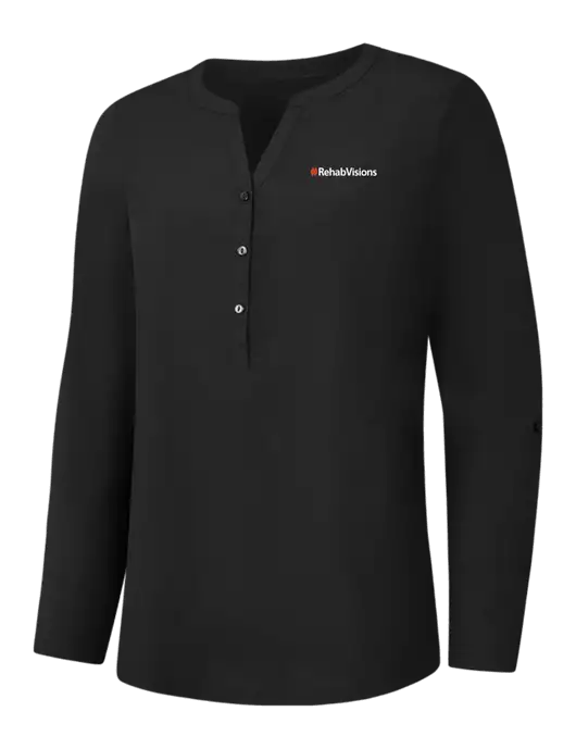 RehabVisions Womens Black Concept Henley Tunic w/RehabVisions Logo