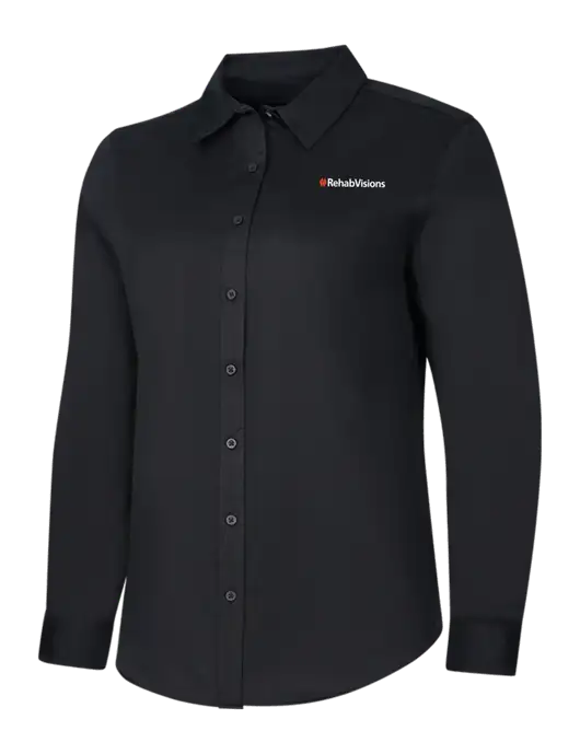 RehabVisions Womens Black Long Sleeve Superpro React Twill Shirt w/RehabVisions Logo