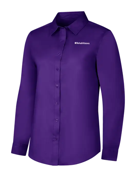 RehabVisions Purple Womens Long Sleeve Superpro React Twill Shirt w/RehabVisions Logo