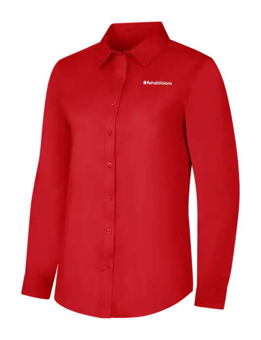 RehabVisions Red Womens Long Sleeve Superpro React Twill Shirt w/RehabVisions Logo