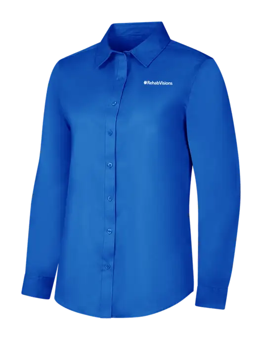 RehabVisions Womens Long Sleeve Royal Blue Superpro React Twill Shirt w/RehabVisions Logo