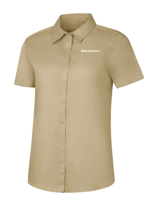 RehabVisions Womens Dark Tan Short Sleeve Superpro React Twill Shirt w/RehabVisions Logo