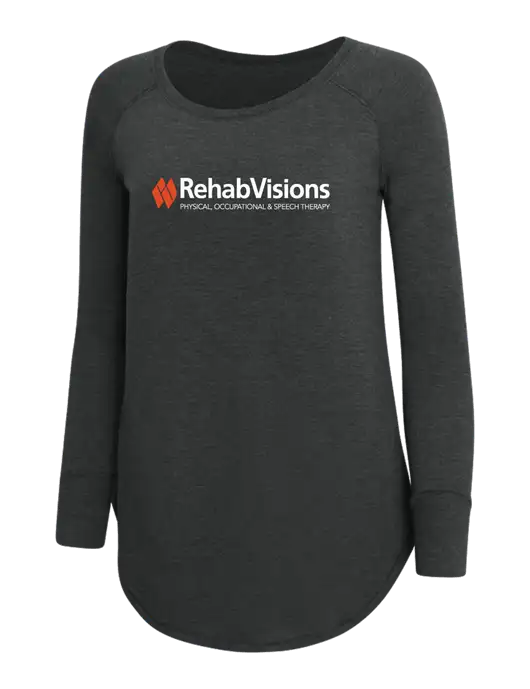 RehabVisions Womens Perfect Wide Collar Tunic Tri-Blend Black Frost 4.5 oz T-Shirt w/RehabVisions Logo