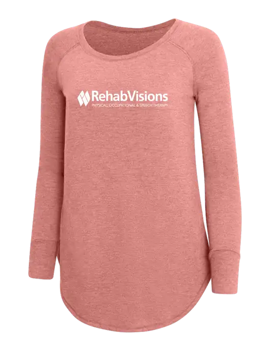 RehabVisions Womens Perfect Wide Collar Tunic Tri-Blend Blush Frost 4.5 oz T-Shirt w/RehabVisions Logo