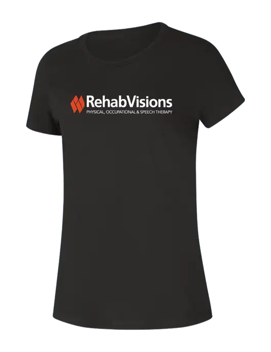 RehabVisions Womens Seriously Soft Black T-Shirt w/RehabVisions Logo