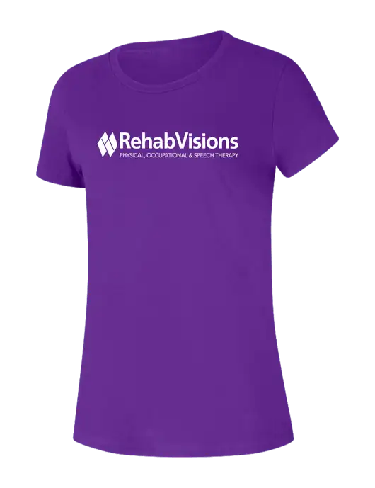 RehabVisions Womens Seriously Soft Purple T-Shirt w/RehabVisions Logo