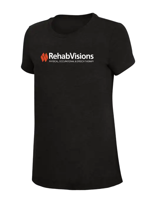 RehabVisions Womens Simply Soft Black 4.5oz Poly/Combed Ring Spun Cotton T-Shirt w/RehabVisions Logo