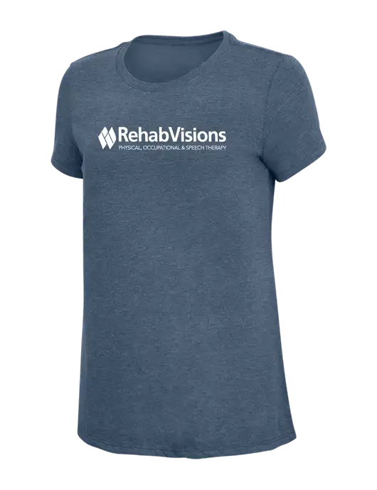 RehabVisions Womens Simply Soft Navy Frost 4.5oz  Poly/Combed Ring Spun Cotton T-Shirt w/RehabVisions Logo