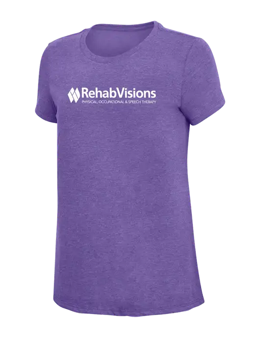 RehabVisions Womens Simply Soft Purple Frost 4.5oz  Poly/Combed Ring Spun Cotton T-Shirt w/RehabVisions Logo