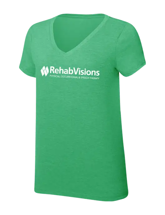 RehabVisions Womens Simply Soft V-Neck Green Frost 4.5oz  Poly/Combed Ring Spun Cotton T-Shirt w/RehabVisions Logo