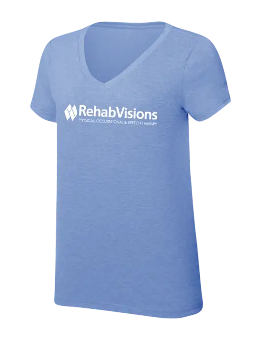 RehabVisions Womens Simply Soft V-Neck Maritime Frost 4.5oz  Poly/Combed Ring Spun Cotton T-Shirt w/RehabVisions Logo
