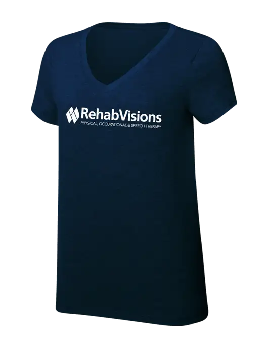 RehabVisions Womens Simply Soft V-Neck New Navy 4.5oz  Poly/Combed Ring Spun Cotton T-Shirt w/RehabVisions Logo