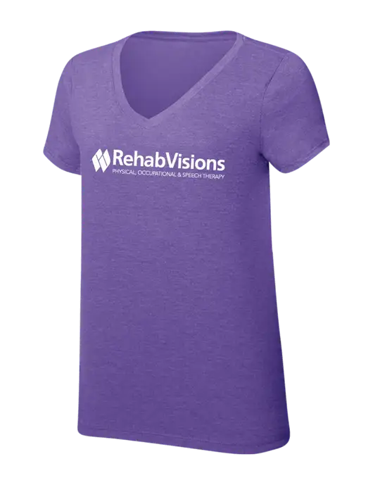 RehabVisions Womens Simply Soft V-Neck Purple Frost 4.5oz  Poly/Combed Ring Spun Cotton T-Shirt w/RehabVisions Logo
