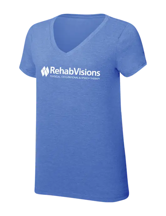 RehabVisions Womens Simply Soft V-Neck Royal Frost 4.5oz  Poly/Combed Ring Spun Cotton T-Shirt w/RehabVisions Logo