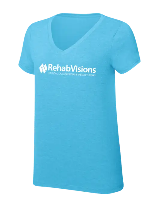 RehabVisions Womens Simply Soft V-Neck Turquoise Frost 4.5oz  Poly/Combed Ring Spun Cotton T-Shirt w/RehabVisions Logo