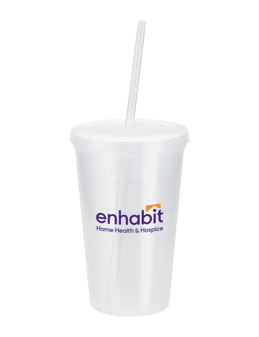 Enhabit Sorrento Clear 16 oz Tumbler with Lid & Straw w/Enhabit Logo